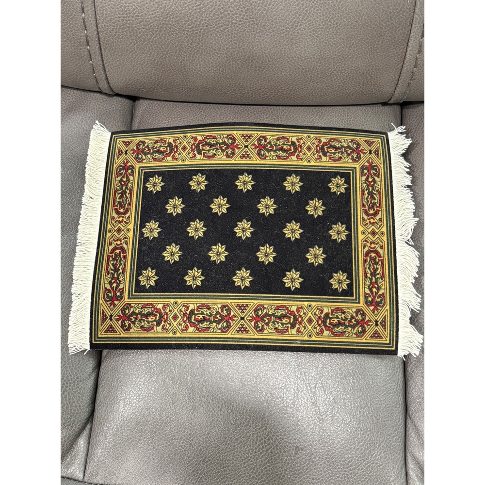 MouseRug Nourison Collection Persian Style Mouse Pad Black Gold‎ Fringed Edge